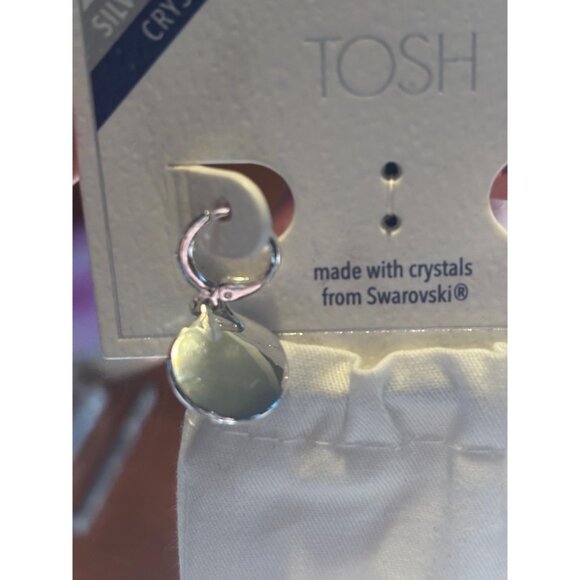 TOSH Silver Plated Hoop Earrings with Swarovski Crystals Snowflake Starburst - Picture 3 of 4